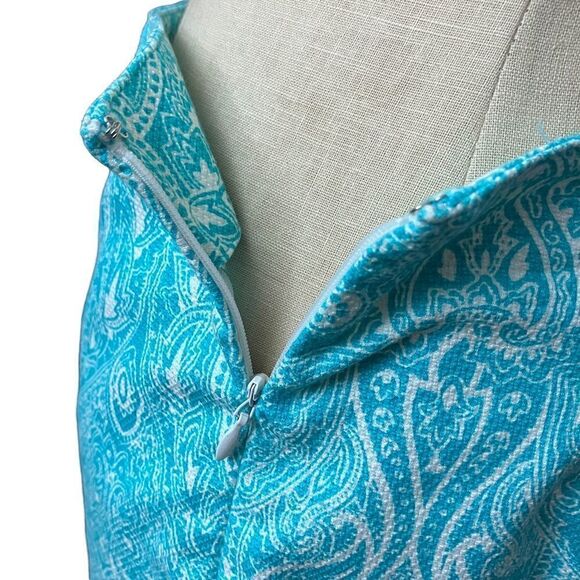 Teal and White Paisley A-Line Skirt by Talbots.  SZ: 6 / EUC - Picture 6 of 9